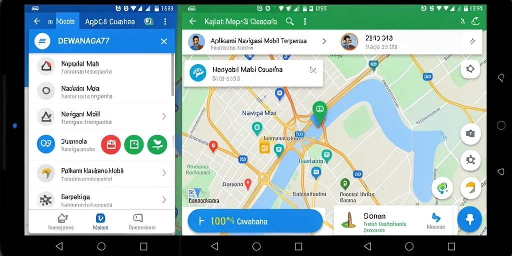 Tampilan antarmuka navigasi DEWANAGA77 yang sederhana dan informatif.