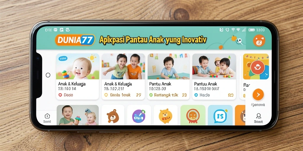 Tampilan antarmuka aplikasi DUNIA77 yang modern dan user-friendly.