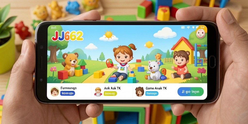 Tampilan antarmuka JJ62 dengan permainan edukatif untuk anak TK.