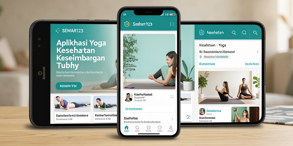 Antarmuka SEMAR123 menampilkan berbagai latihan yoga yang mudah diakses.