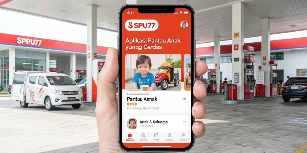 Tampilan antarmuka utama SPBU77 yang intuitif untuk Pantau Anak.